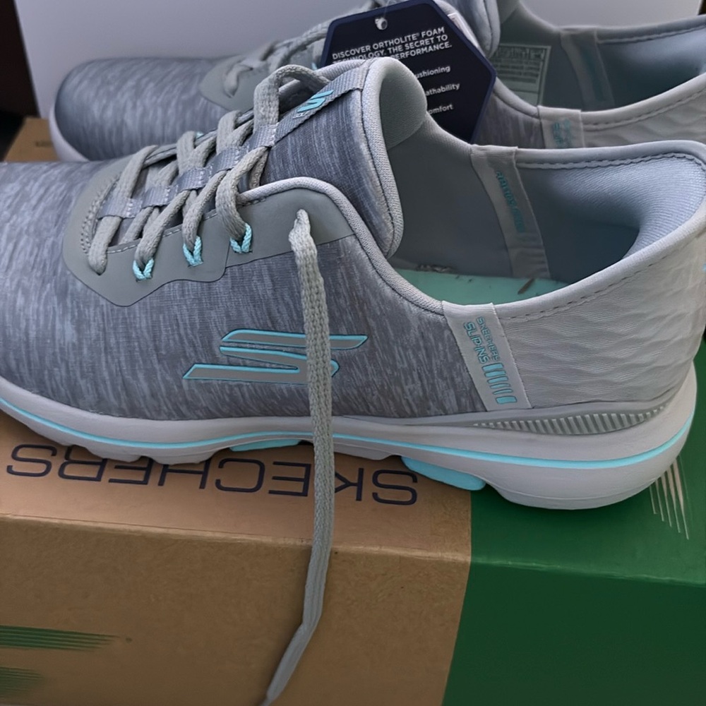 Skechers Gray and Blue Athletic Shoes, Golf Shoes
